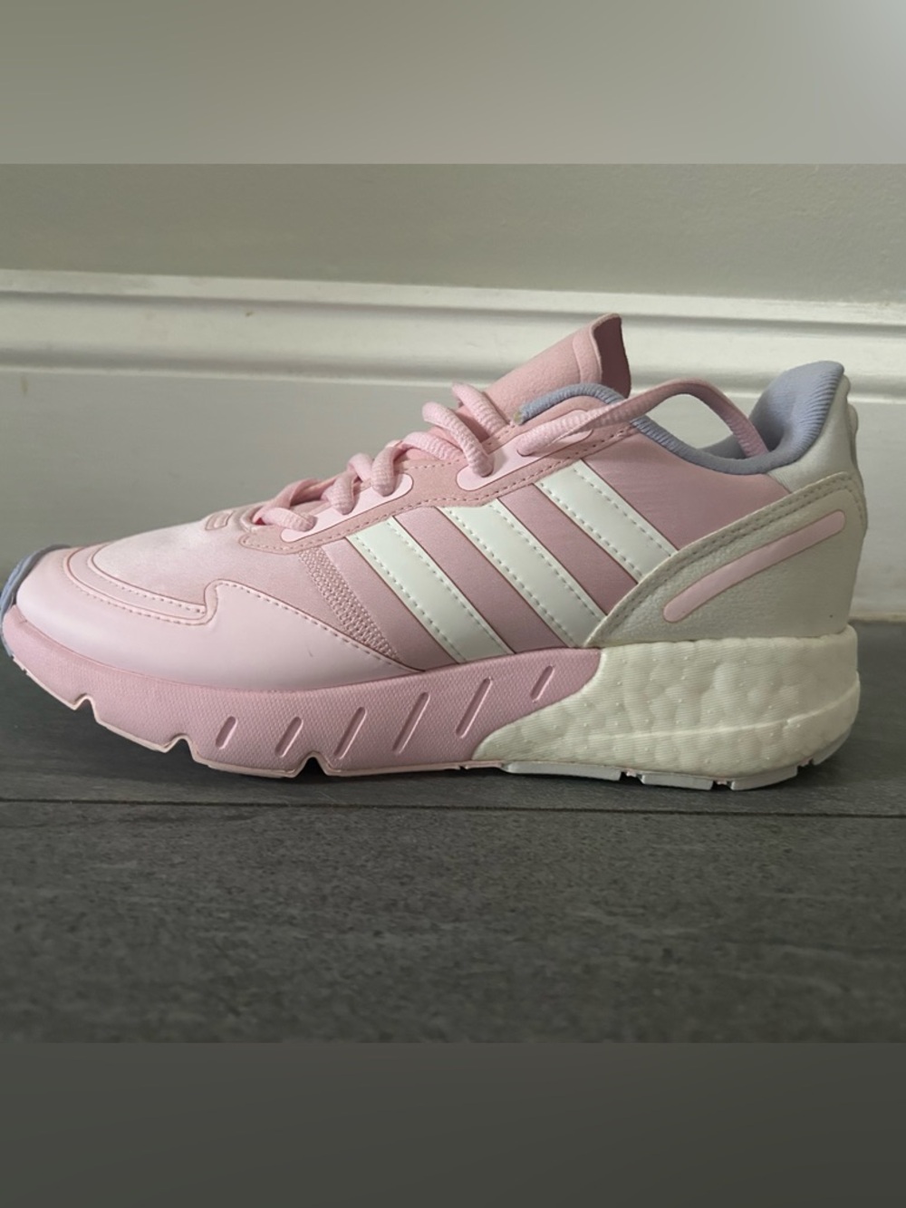 adidas Women's Light Pink Sneakers with White Stripes